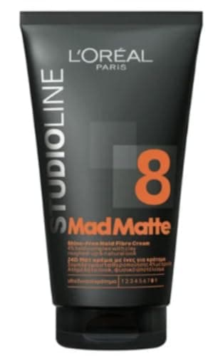 Image of L'Oréal Studio Line Mad Matte Fibre Cream 150ml – Shine-Free Hair Styling Cream with Strong Hold & Texturising Fibres
