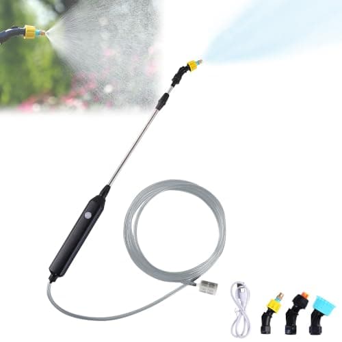Image of Rppiup Electric Garden Sprayer, 5m Hose 3 Nozzles Battery Powered Sprayer, 3.7v Weed Killer Sprayer Pump with Telescopic Wand, Portable Rechargeable Garden Sprayer for Yard Lawn Weeds Plants
