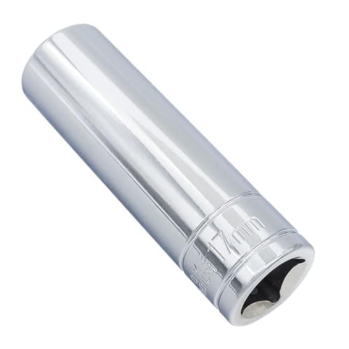 Image of Juttzzei 6-Point Deep Socket, 1/2 Inch Drive 17mm Socket, Full Polishing CR-V Steel 17mm Socket 1/2 Drive with 78mm Length 6-Point Metric Sizes for Car Home Repair Mechanical Maintenance - Silver