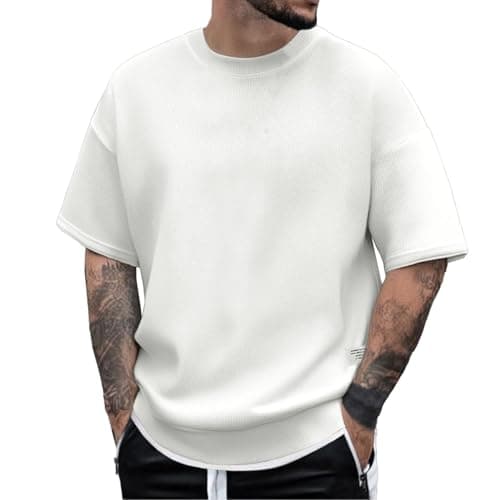 Image of Men's T-Shirts - Men's Heavy Weight Crew Neck T-Shirt Mens 100 Thick Tees Shrunk