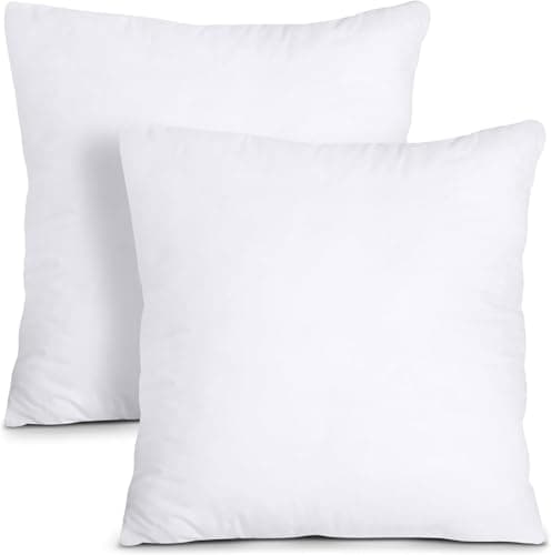 Image of Comfy Nights Set of 2 Hypoallergic Cushion pads - White polyster square Cushions - Standard Stuffer Pack of Cushion inserts (2, 16"x16"(41cmx41cm))
