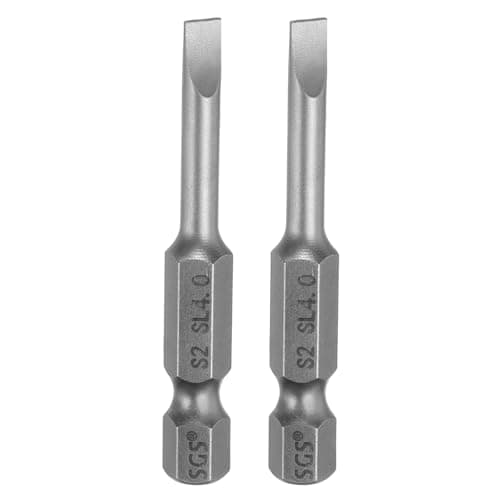 Image of sourcing map 2pcs SL4 Slotted Screwdriver Bits 4mm Slotted Tip 1/4" Hex Shank 50mm (2") Long Magnetic Flat Head S2 Steel Screw Driver Drill Bits Industrial Power Screwdriver Bit