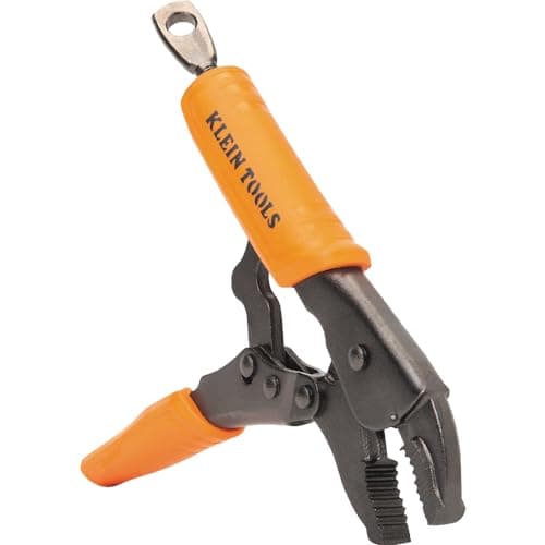 Image of Klein Tools 38601 Curved Jaw Locking Pliers with Quick Release Handles, Intuitive Thumb Knob, High Torque, Mole Grips for Clamping and Gripping, 7-Inch