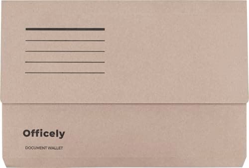Image of Officely Document Wallets Foolscap 285gsm, Buff - Box of 50