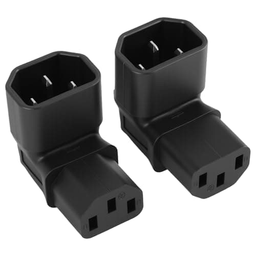 Image of 2PCS C13 to C14 Adapter IEC320, 90 Degree Right Angle Power Connector, C14 Male to C13 Female, Angled IEC Power Adapter for PDU, Computers, Servers, HDTV, Home and Office Use (Upward & Downward)
