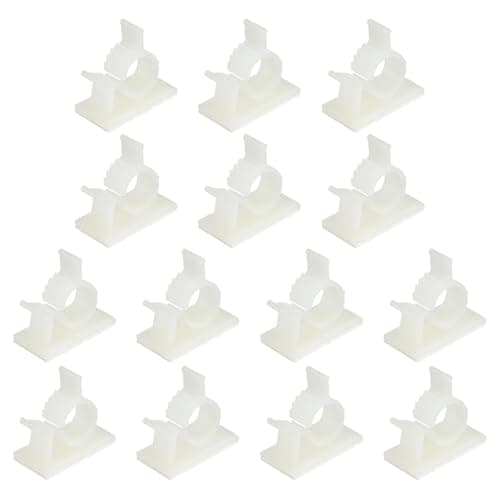 Image of PATIKIL 13-16MM Adhesive Nylon Cable Clamps, 14 Pcs Cable Management Clips Wall Wire Holder Cord Organizer Adjustable for Wall Office Home Under Desk, White