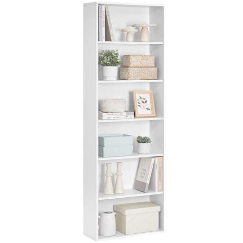 Image of VASAGLE Bookcase, 6-Tier Bookshelf, Open Storage Shelf, Shelving Unit, 24 x 60 x 178.5 cm, for Living Room, Home Office, Dinning Room, Cloud White LBC169T14