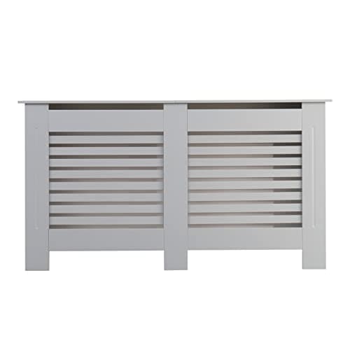 Image of AVC Designs Radiator Cover Large Grey with Horizontal Slats MDF Painted