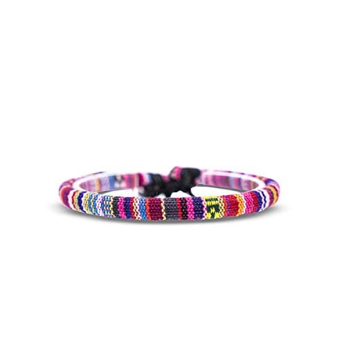 Image of Made by Nami Surfer Beach Bracelet Men & Women - Braided Boho Summer Bracelets - Handmade Festival Jewellery - 100% Waterproof & Adjustable - Ethnic Hippie Style (Pink)