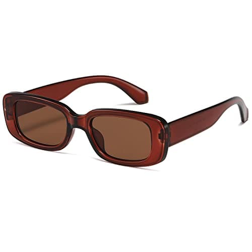 Image of kimorn Rectangle Sunglasses for Women Men Trendy Retro Fashion Glasses 90’s Vintage UV 400 Protection Square Fram K1200 (Brown Frame Brown Lens, 65)