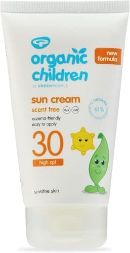 Image of Green People Organic Children Sun Cream SPF30 - Scent Free, Natural Sunscreen - Organic, Vegan, Reef Safe & Cruelty Free, 150ml