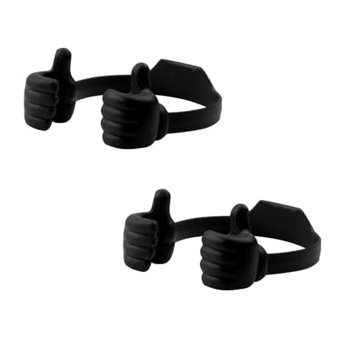 Image of Bojueshaw 2Pcs Thumbs Up Phone Stand,Portable Fun Silicone Lazy Phone Holder,Universal Adjustable Cell Stand for Her Kids Teens Girls(Black)