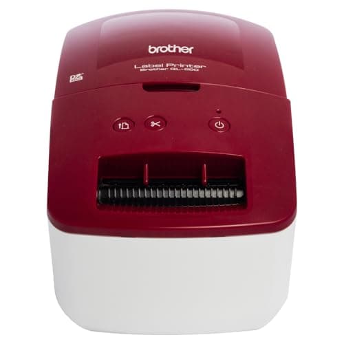 Image of Brother QL-600R Label Maker, USB 2.0, Address Label Printer, Desktop, Up to 62mm Wide Labels, UK Plug