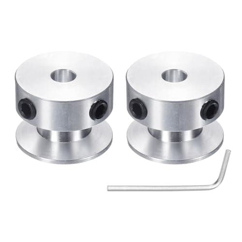 Image of sourcing map 2Pcs Single Groove Pulley, 5mm Fixed Bore 20mm Outer Diameter Aluminum Alloy Mechanical Belt Pulley with Hex Wrench for 6mm PU Round Belt
