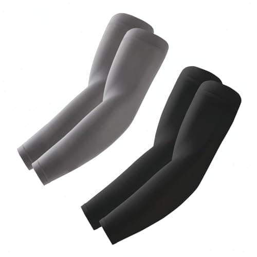 Image of ROXUN 2 Pairs Arm Sleeves Gaming UV Sun Protection Compression Volleyball Sleeve for Men/Women Black+Dark grey