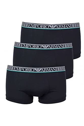 Image of Emporio Armani Men's Silver Fit Trunks (Pack of 3), Black/Black/Black, S