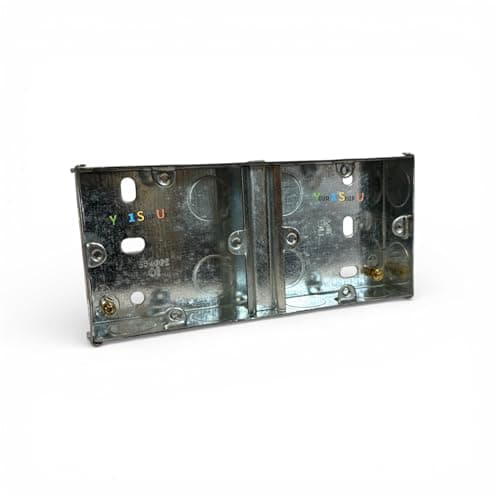 Image of 1G+1G 25mm Metal Back Box Dual Gang BackBox, 25mm, Steel, Pre-Coated Bright Galvanised Finish, 2 Gang Flush Mount 2 Gang Metal backbox Pattress 25 mm - 1 PACK