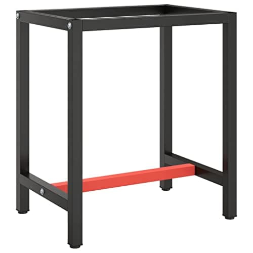 Image of SooIarix Workbench Frame Made of Powder-Coated Metal in Matt Black and Matte Red 70 x 50 x 79 cm with Pre-Drilled Holes Versatile for Workbench and Furniture Legs