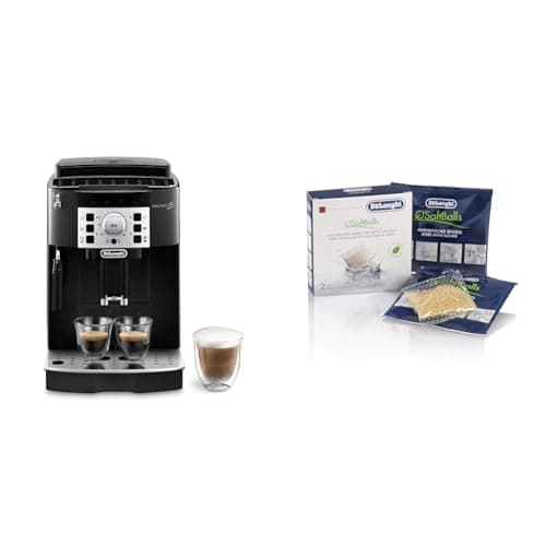 Image of De'Longhi Magnifica S, Automatic Bean to Cup Coffee Machine, Espresso and Cappuccino Maker, ECAM22.110.B, 1.8 liters,Black & Softballs, 2 bags, balls prevent the formation of limestone water