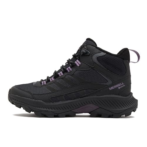 Image of Merrell Women’s Speed Strike 2 GORE-TEX® Mid Walking Boots, Waterproof and Breathable, Outdoors, Hiking & Trekking Footwear (Black, UK Footwear Size System, Adult, Women, Numeric, Medium, 7)