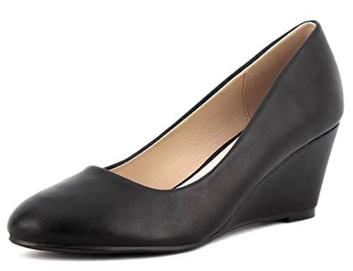 Image of Greatonu Women's Formal Office Wedge Platform Mid Heel Dress Court Shoes Black pu UK 6
