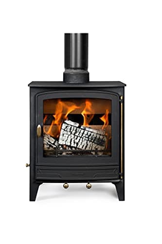 Image of Mazona Warwick Multi Wood & Fuel Fireplace - 8kW | Freestanding Steel Wood Burner & Smokeless Fuel Burning Stove Heater with Airwash System | Eco Emissions, DERFA Approved | Matte Black