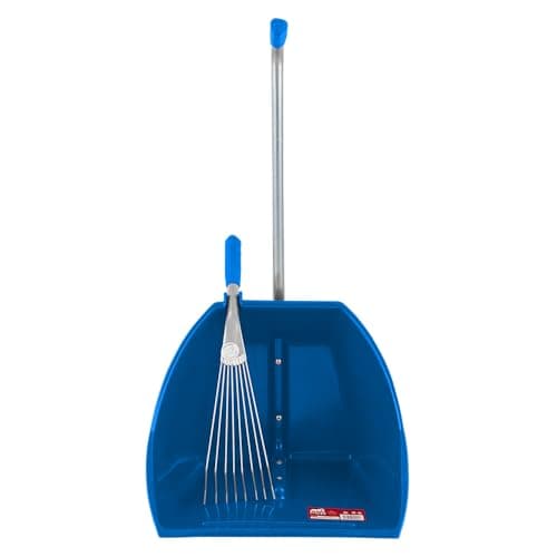 Image of Red Gorilla 80cm Big TIDEE with Short Metal Rake Horse Manure Shovel Scoop Multi Purpose Large Lightweight Dustpan for Paddock Stable Horsebox Equestrian or Garden Waste Leaf Rake (Blue)