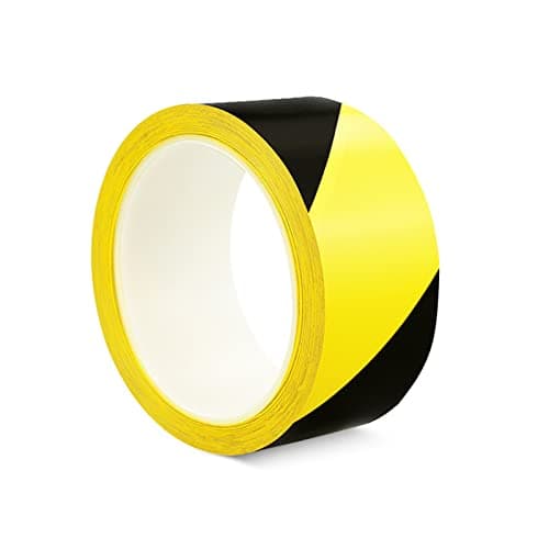 Image of ALBOYI Black & Yellow Hazard Warning Tape - 1 Roll, 48mmX20m Self-Adhesive Safety Caution Tape for Floor Marking & Barrier