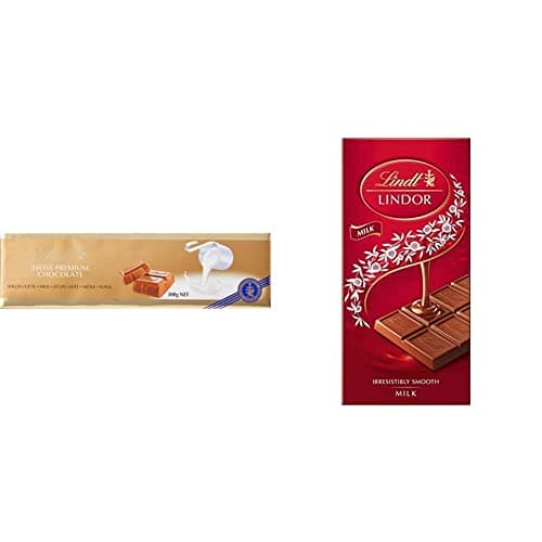Image of Lindt Swiss Milk Chocolate Gold Bar, 300g & Lindor Milk Bar, 100g