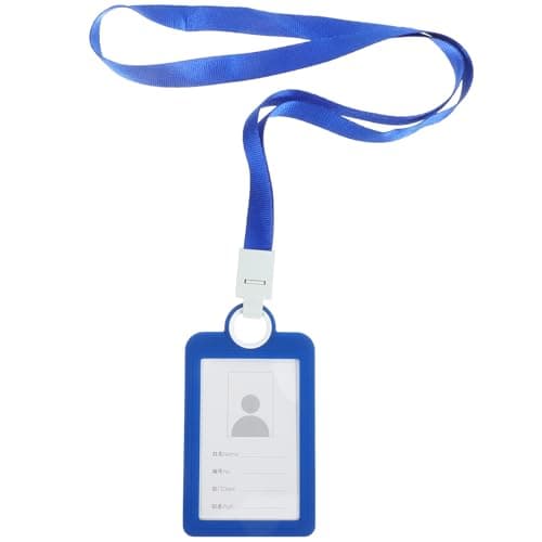 Image of Artibetter Soft Silicone Id Card Holder with Lanyard for Office Name Cards Reusable Anti-wear Badge Sleeve with Blue Silicone and Polyester Material for Office Staff and Factory Workers