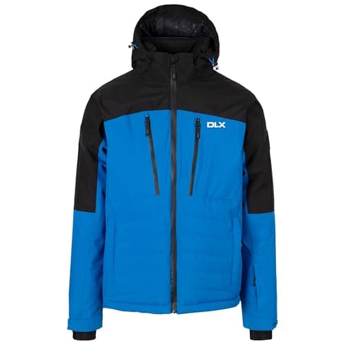 Image of DLX Men's Ski Jacket Nixon - Quilted Panels, Down Touch Filling, Adjustable Hood, Waterproof, Critical Taped Seams, Multiple Pockets, Detachable Snowskirt, Adjustable Cuffs