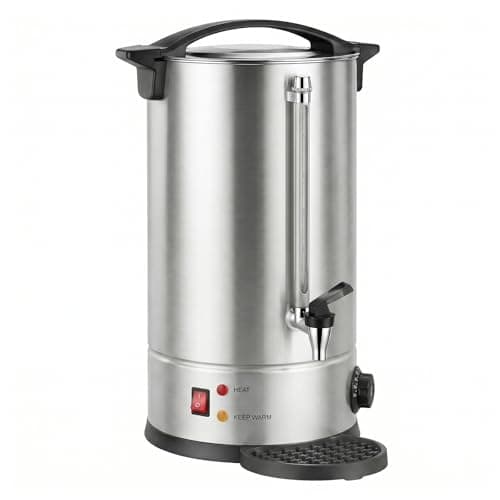Image of Hot Water Urn with Thermostat Control, 1800W Double Wall Stainless Steel Catering Urn, Commercial Hot Water Dispenser with Drip Tray & Keep Warm Function, Ideal for Tea & Coffee (25L)