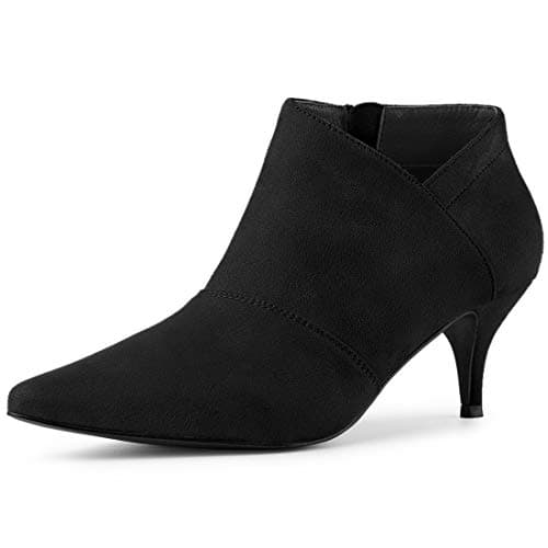 Image of Allegra K Women's Pointed Toe Kitten Heel Cutout Ankle Boots Black 6.5 UK/Label Size 8.5 US