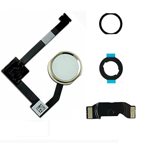 Image of Dedyel Home Button Replacement for iPad Mini 4 2015 7.9" (A1538 A1550), iPad Air 2 9.7"(A1566 A1567 A1568),iPad Pro 12.9 1st Gen 2015 (A1670 A1671) Incl Flex Cable Connector -White(Gold Ring)