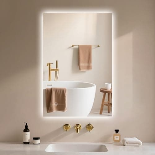 Image of Archaluxe Bathroom Mirror with LED Light: 400x600mm Illuminated Wall Mounted Smart Mirror with Touch Sensor, 3 Colors Dimmable, Memory Function, IP44 LED-Bathroom-Mirror Horizontal/Vertica