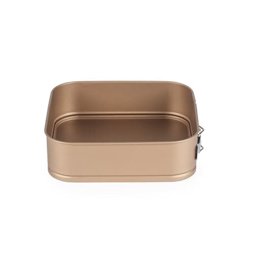 Image of Russell Hobbs Opulence Square Springform Pan - 24cm Non-Stick Cake Tin with Loose Removable Base, Carbon Steel, Leakproof, PFOA-Free, Oven Safe to 220°C, for Cakes, Cheesecake, Easy Release, Gold
