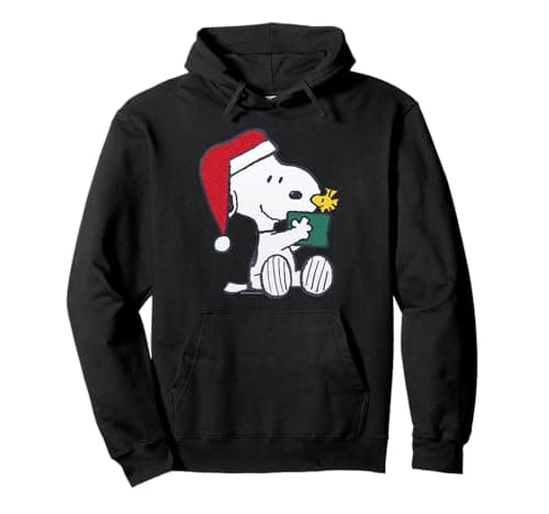 Image of Peanuts Xmas Snoopy Woodstock Friends Retro Vintage 80s 90s Pullover Hoodie