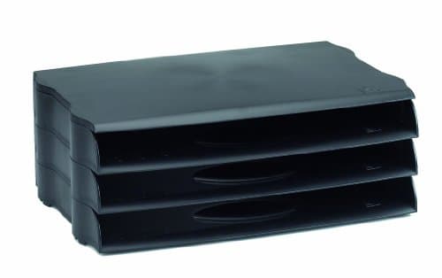 Image of Avery DR800BLK Stackable DTR Eco Wide Entry Letter Tray, 347 x 129 x 232 mm, Set of 3 - Black