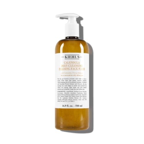 Image of Kiehl's Calendula Deep Cleansing Foaming Face Wash, Sulfate-Free Gel Cleanser with Calendula Flower Extract, Gently Removes Impurities for Oily or Normal Sensitive Skin, Soothes Skin