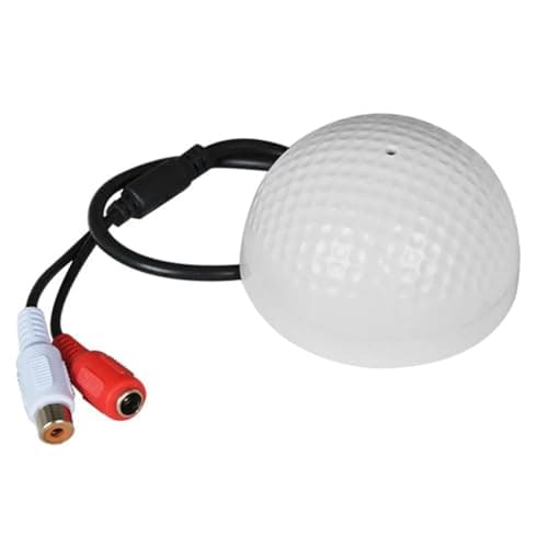 Image of Mini CCTV Microphone with Built-in Preamp for Ahd Dvr and IP Cameras – High-Sensitivity Sound Pickup Mic 300–5 Khz Frequency Range Dc 6–12v 70×45 Mm White