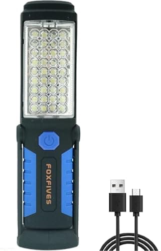 Image of Powerful 36+5 LED 3000 Lumens Portable Flashlight Torch Rechargeable Inspection Lamp Camping Light Hands-Free Garage Workshop Flashlight for Work with Adjusting Stand, Hanging Hook and Magnet Base