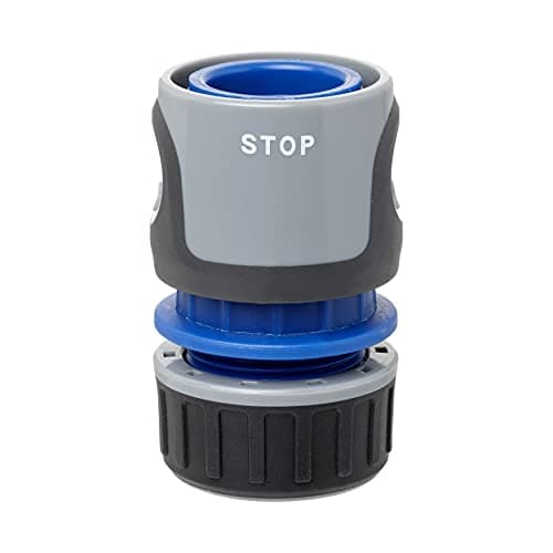 Image of TATAY Premium STOP Quick Connector for 1/2 inch 12.5mm - 5/8 inch 15mm Hose, Universal Fitting, Easy Installation, Solar Protection, Grey - Black