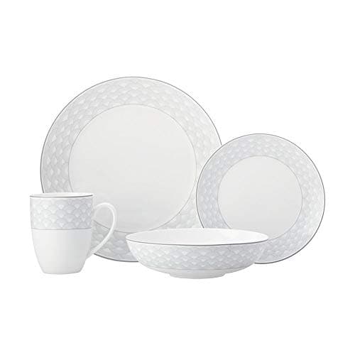 Image of Maxwell & Williams Harlequin 16 Piece Dinner Set, Porcelain, White/Grey, Service for 4