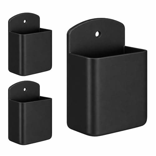 Image of Falzqq 3 Pack Remote Control Holder Wall Mount Self Adhesive Remote Holder TV Controller Holders Wall Storage Organizers for Home Office School, Black