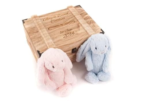 Image of Hoolaroo Personalised Keepsake Box Extra Large Memory for Wedding Baby Gift Baby Boxes Present Bride Groom Crate Christening Bereavement Wooden Chest Card