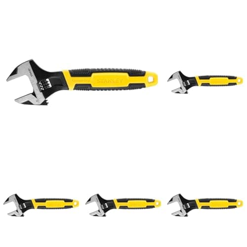 Image of STANLEY MAXSTEEL Adjustable Wrench 30 x 200 mm Protective Phosphate Finish and Ergonomic Bi Material Handle 0-90-948 (Pack of 5)