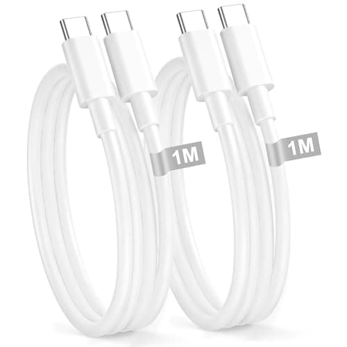 Image of USB C to USB C iPhone Charger Cable 1m 2pack, USB-C Charger Cable 60w White Type c Charger cable Fast Charging, iPhone Charging cable Wire Lead for iphone17/16/15 Pro Max,iPad Pro/Air/Mini,MacBook Pro