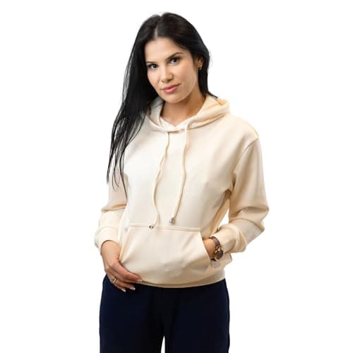 Image of Unisex Lightweight Hoodie for Men & Women – Casual Pullover with Hood and Pocket – Spring Autumn Sweatshirt Beige