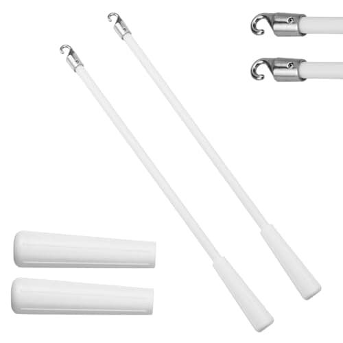Image of 2 Pcs 12 Inch Blind Wand Replacement with Hook, Vertical Blinds Replacement Parts Stick with Hook and Handle Curtain Stick Tilt Wand