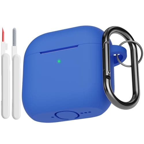Image of KOKOKA Case Cover Compatible for AirPods 4th Generation with Cleaner Kit, Soft Silicone Full Body Shock Absorbing Protective Case for Airpods 4 2024 with Cleaning Pen & Carabiner, Blue